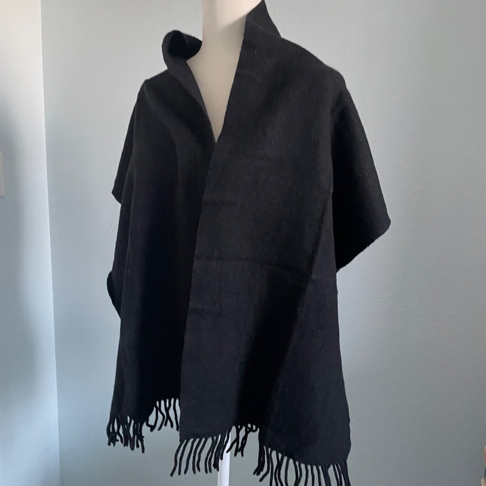 Black scarf with fringes 68” X 14” - Picture 3 of 8
